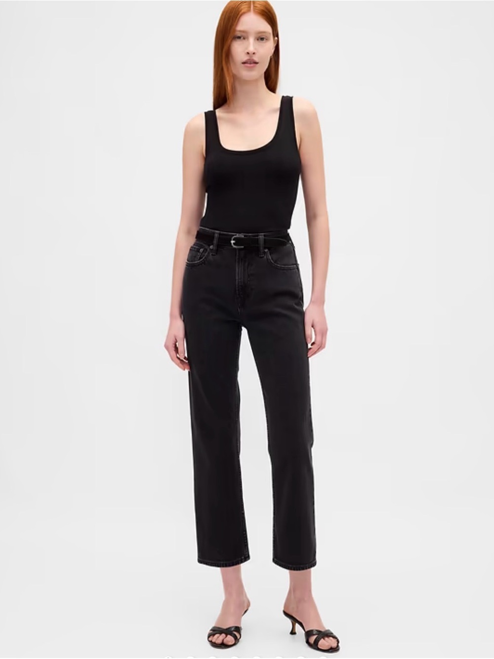 High Rise ’90s Slim Straight Crop Jeans - black